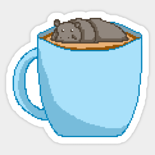 Hippo in a cup of coffee Sticker